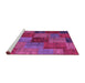 Sideview of Machine Washable Patchwork Purple Transitional Area Rugs, wshcon1454pur