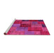 Sideview of Machine Washable Patchwork Pink Transitional Rug, wshcon1454pnk