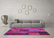 Machine Washable Patchwork Purple Transitional Area Rugs in a Living Room, wshcon1454pur