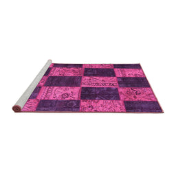 Sideview of Machine Washable Patchwork Pink Transitional Rug, wshcon1455pnk