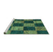 Sideview of Machine Washable Patchwork Turquoise Transitional Area Rugs, wshcon1455turq