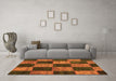 Machine Washable Patchwork Orange Transitional Area Rugs in a Living Room, wshcon1455org