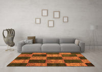 Machine Washable Patchwork Orange Transitional Rug, wshcon1455org