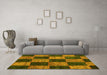 Machine Washable Patchwork Yellow Transitional Rug in a Living Room, wshcon1455yw