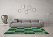 Machine Washable Patchwork Turquoise Transitional Area Rugs in a Living Room,, wshcon1455turq