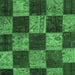 Square Machine Washable Patchwork Emerald Green Transitional Area Rugs, wshcon1455emgrn