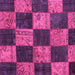 Square Machine Washable Patchwork Pink Transitional Rug, wshcon1455pnk