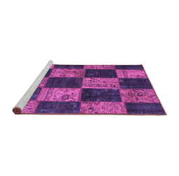 Sideview of Machine Washable Patchwork Purple Transitional Area Rugs, wshcon1455pur