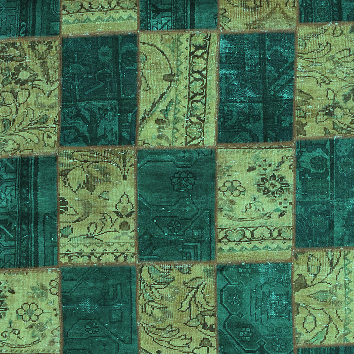 Machine Washable Patchwork Turquoise Transitional Area Rugs, wshcon1455turq