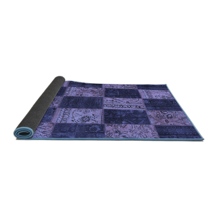 Sideview of Patchwork Blue Transitional Rug, con1455blu