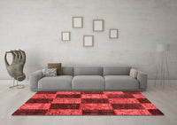 Machine Washable Patchwork Red Transitional Rug, wshcon1455red