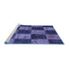 Sideview of Machine Washable Patchwork Blue Transitional Rug, wshcon1455blu