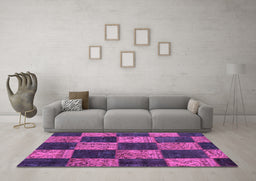 Machine Washable Patchwork Purple Transitional Area Rugs in a Living Room, wshcon1455pur
