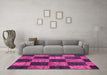 Machine Washable Patchwork Pink Transitional Rug in a Living Room, wshcon1455pnk