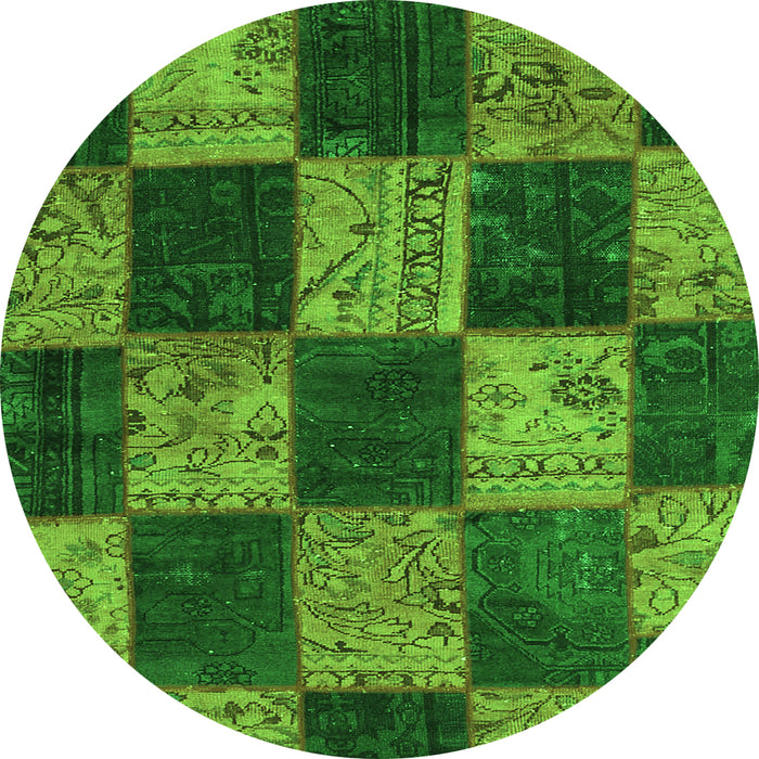 Square Patchwork Green Transitional Rug, con1455grn