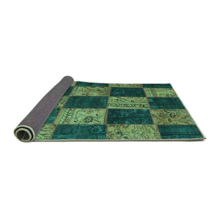 Sideview of Patchwork Turquoise Transitional Rug, con1455turq