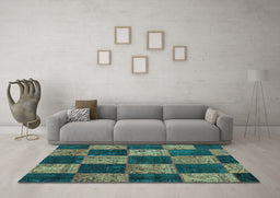 Machine Washable Patchwork Light Blue Transitional Rug in a Living Room, wshcon1455lblu
