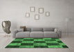 Machine Washable Patchwork Emerald Green Transitional Area Rugs in a Living Room,, wshcon1455emgrn