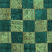 Square Machine Washable Patchwork Turquoise Transitional Area Rugs, wshcon1455turq