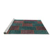 Serging Thickness of Machine Washable Contemporary Green Rug, wshcon1456