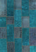 Machine Washable Patchwork Light Blue Transitional Rug, wshcon1456lblu