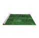 Sideview of Machine Washable Patchwork Emerald Green Transitional Area Rugs, wshcon1456emgrn