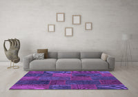Machine Washable Patchwork Purple Transitional Rug, wshcon1456pur