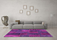 Machine Washable Patchwork Pink Transitional Rug, wshcon1456pnk