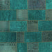 Square Patchwork Turquoise Transitional Rug, con1456turq