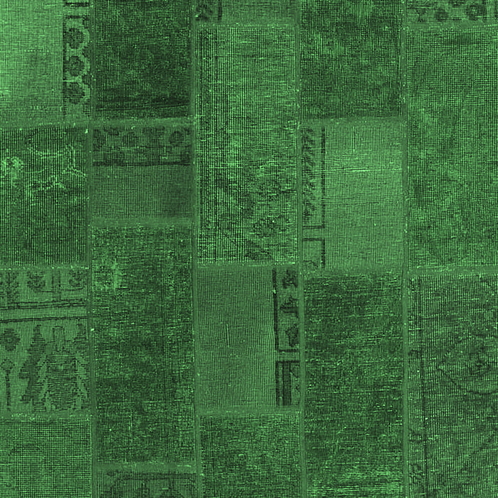 Machine Washable Patchwork Emerald Green Transitional Area Rugs, wshcon1456emgrn