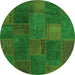 Machine Washable Patchwork Green Transitional Area Rugs, wshcon1456grn