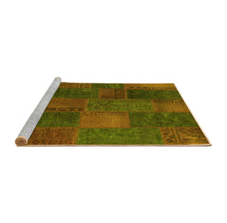 Sideview of Machine Washable Patchwork Yellow Transitional Rug, wshcon1456yw