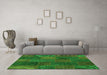 Machine Washable Patchwork Green Transitional Area Rugs in a Living Room,, wshcon1456grn