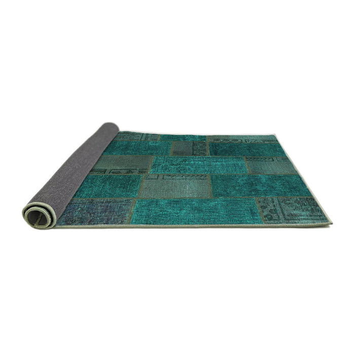 Sideview of Patchwork Turquoise Transitional Rug, con1456turq