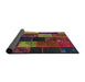 Thickness of Contemporary Sienna Brown Patchwork Rug, con1457