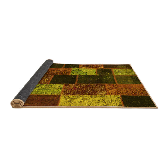 Sideview of Patchwork Yellow Transitional Rug, con1457yw
