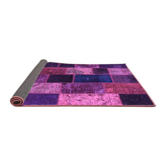 Sideview of Patchwork Purple Transitional Rug, con1457pur