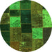 Square Patchwork Green Transitional Rug, con1457grn