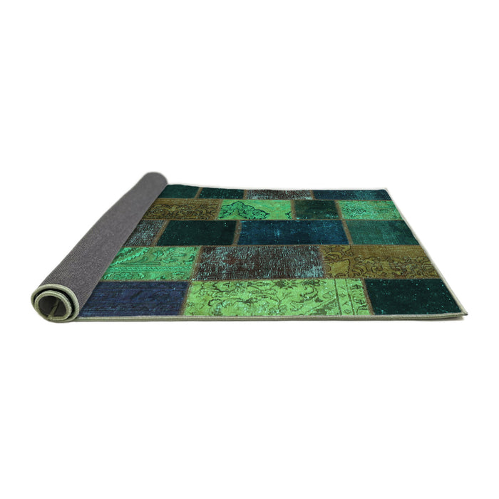 Sideview of Patchwork Turquoise Transitional Rug, con1457turq