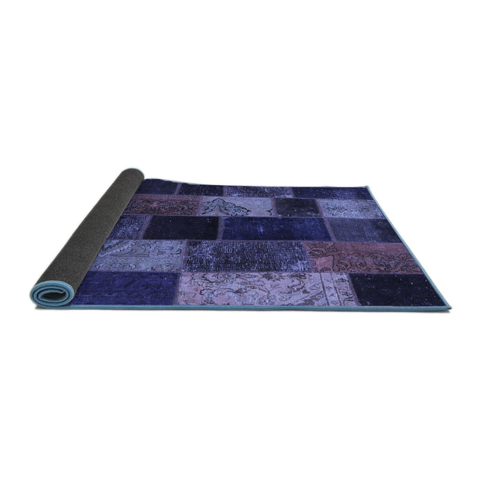 Sideview of Patchwork Blue Transitional Rug, con1457blu