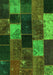 Serging Thickness of Machine Washable Patchwork Green Transitional Area Rugs, wshcon1457grn