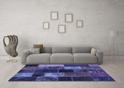 Machine Washable Patchwork Blue Transitional Rug in a Living Room, wshcon1457blu