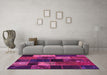 Machine Washable Patchwork Pink Transitional Rug in a Living Room, wshcon1457pnk