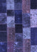 Machine Washable Patchwork Blue Transitional Rug, wshcon1457blu