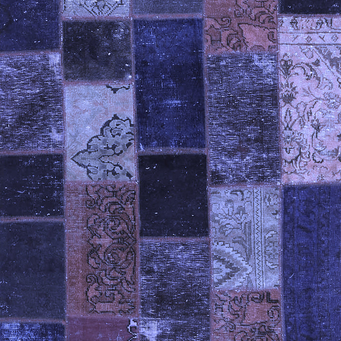 Machine Washable Patchwork Blue Transitional Rug, wshcon1457blu