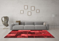 Machine Washable Patchwork Red Transitional Rug, wshcon1457red