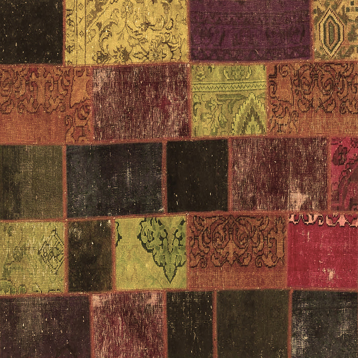 Square Patchwork Brown Transitional Rug, con1457brn