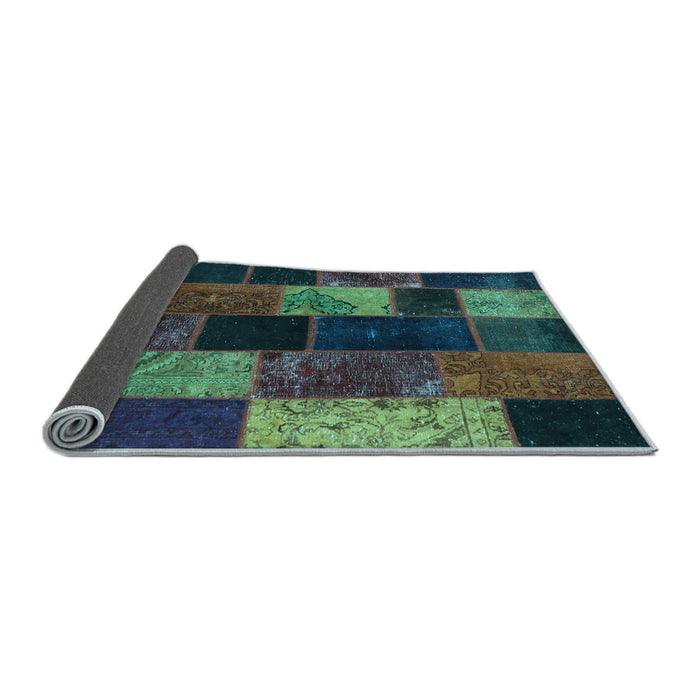Sideview of Patchwork Light Blue Transitional Rug, con1457lblu