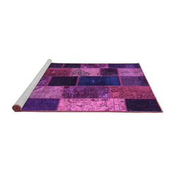 Sideview of Machine Washable Patchwork Purple Transitional Area Rugs, wshcon1457pur