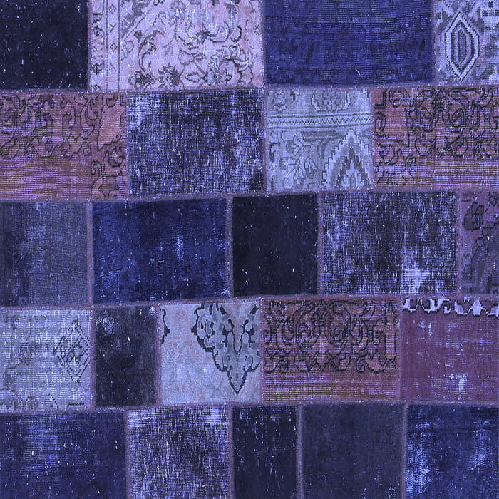 Square Machine Washable Patchwork Blue Transitional Rug, wshcon1457blu